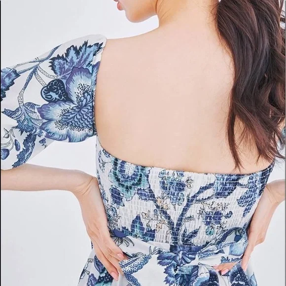 Boho Gypsy Floral Bardot Belted Ruffle Hem Dress - Picture 6 of 7